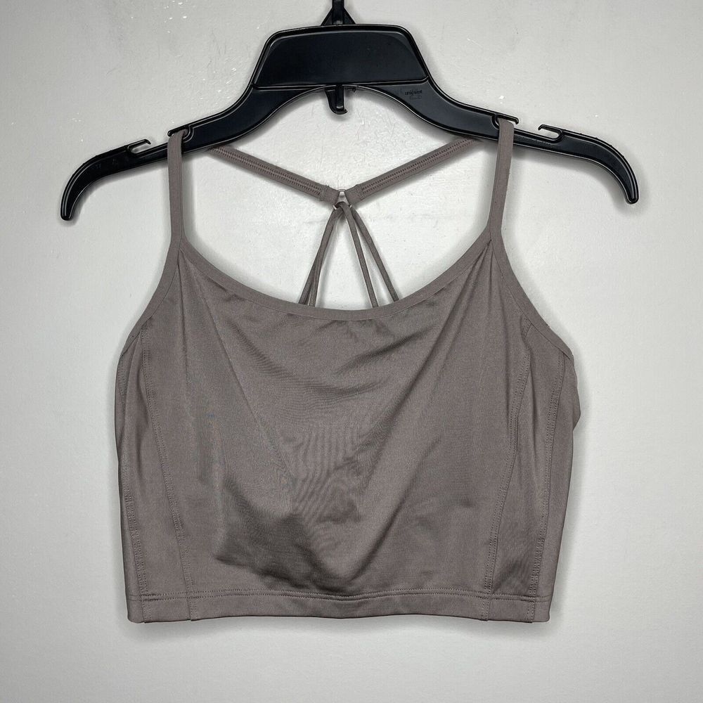 ATHLETA Womens Beloved Shine Bralette Sz Small S Foxtail Taupe Strappy-Back